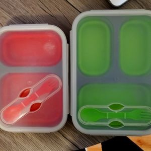 2 silicone collapsible lunch boxes
